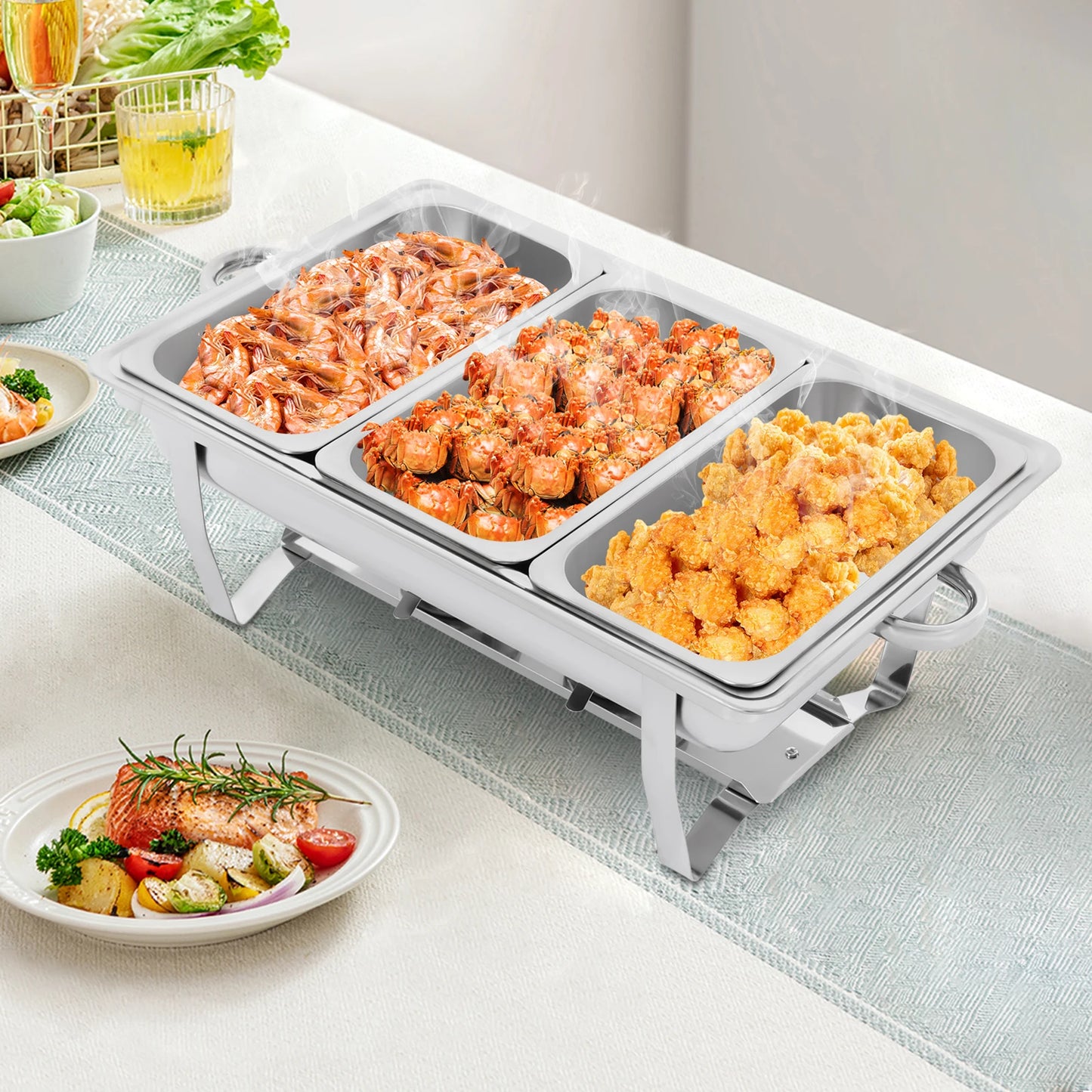 Stainless Steel Chafing Dish Buffet Set Rectangular Chafer Warmer