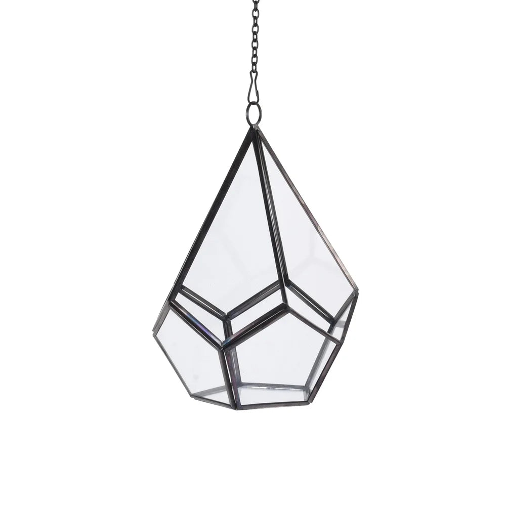Geometric Diamond Hanging Terrarium Metal Glass Planter