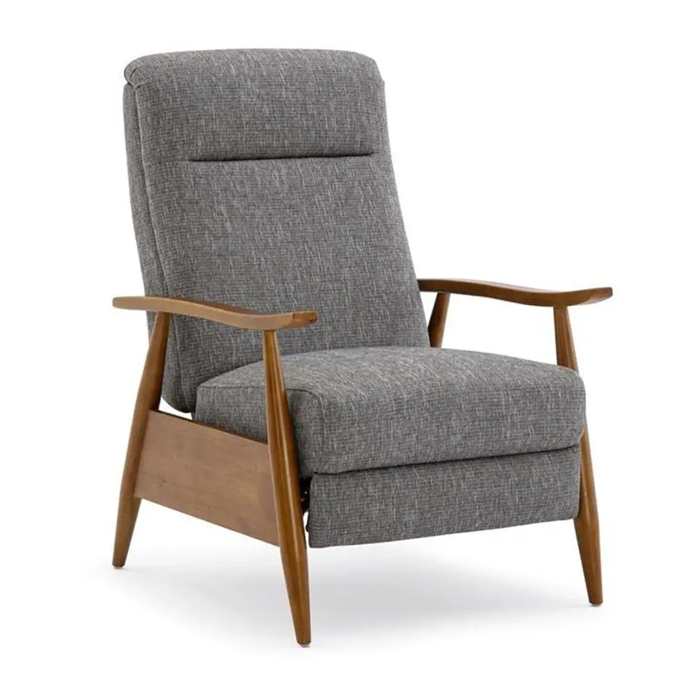 Push Back Recliner With Wood Arm Performance Fabric Upholstery