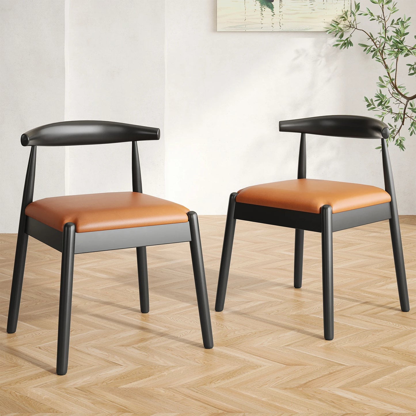 FARINI Dining Chairs Set of 2 Mid-Century Modern Solid Wood