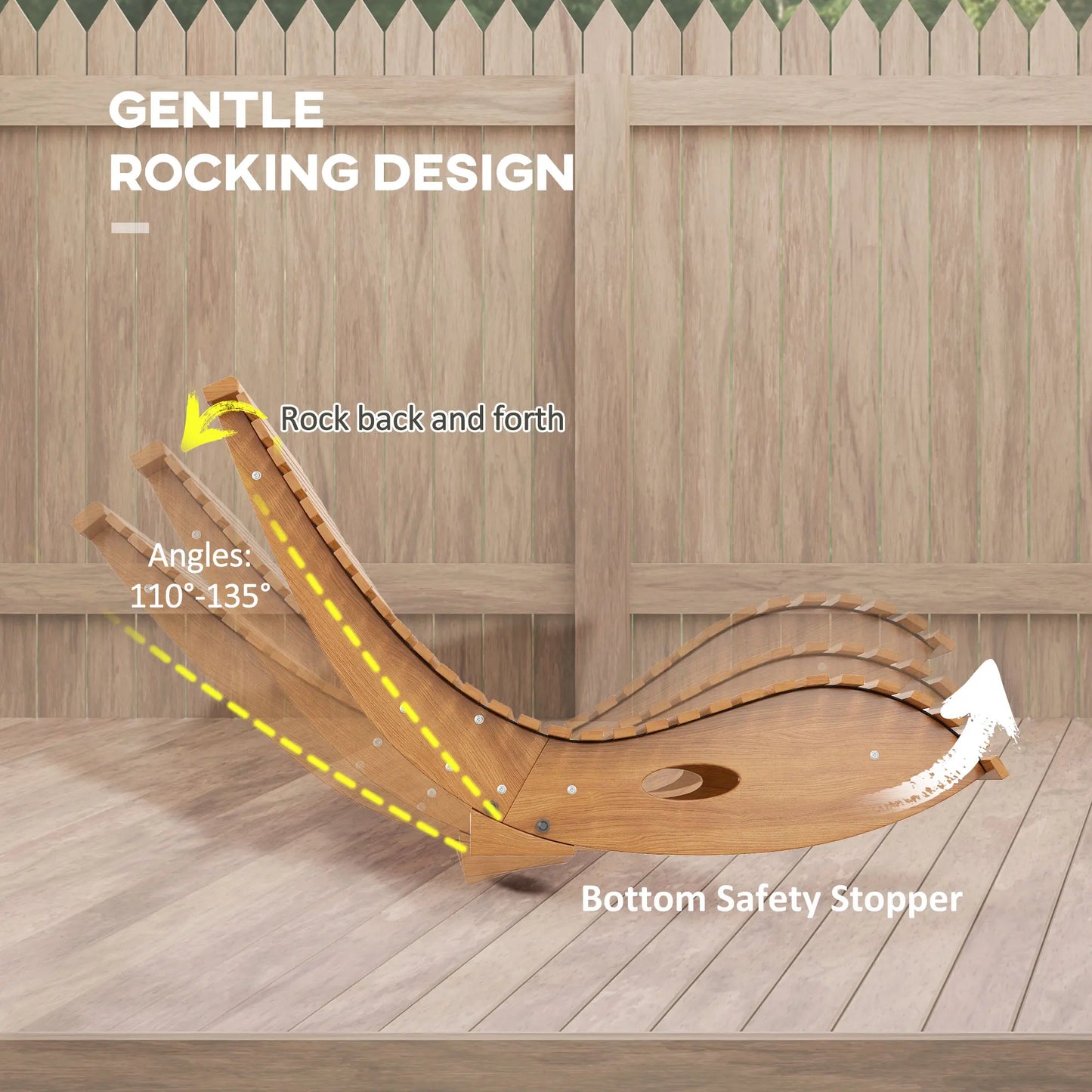 Outsunny Outdoor Rocking Chair Teak Wood Slatted Seat