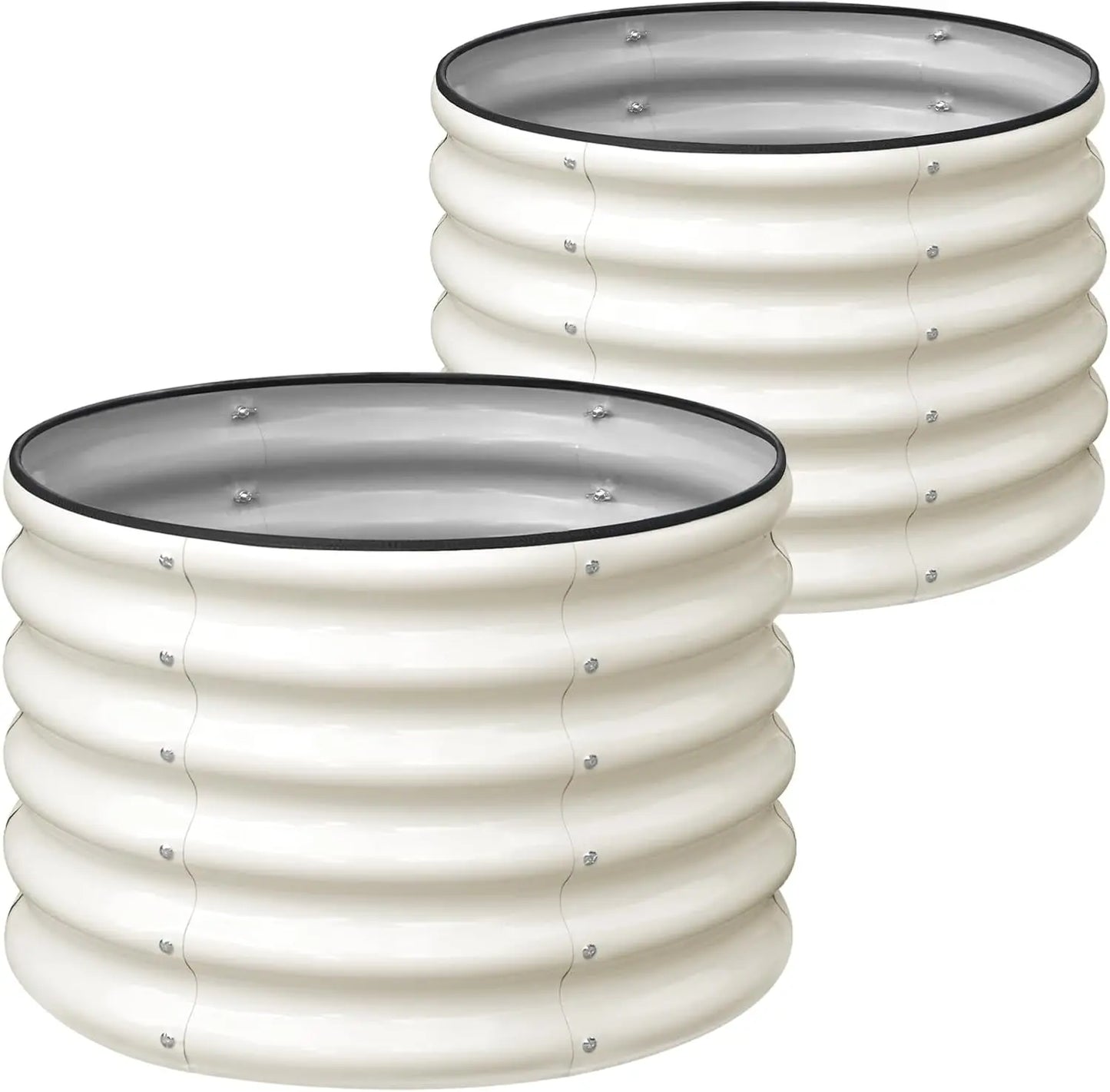 Galvanized Round Raised Garden Bed 2-Pack For Vegetables And Flowers