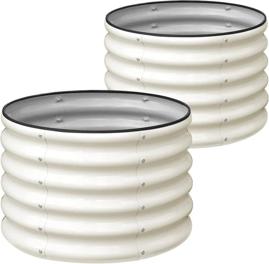 Galvanized Round Raised Garden Bed 2-Pack For Vegetables And Flowers