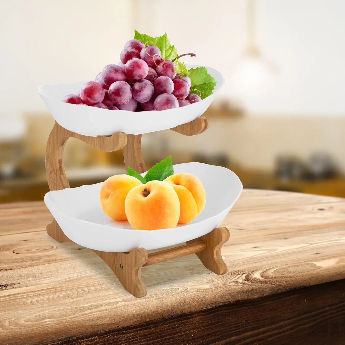 Two Tier Fruit Bowl Stand And Serving Tray