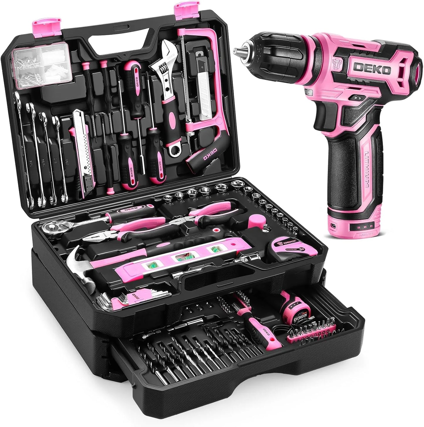 DEKO 12V Cordless Drill and Tool Kit Organizer Case