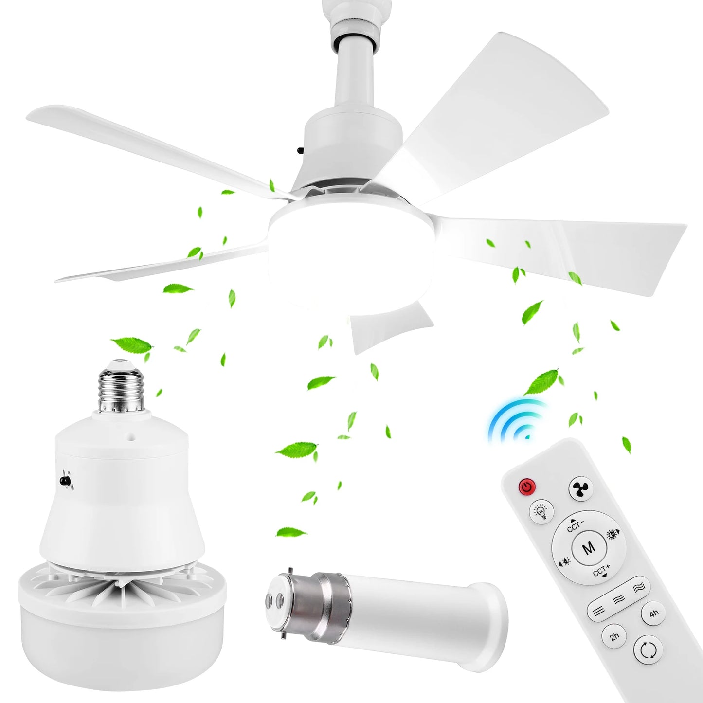 APWIKOGER Socket Ceiling Fan With Light And Remote Control