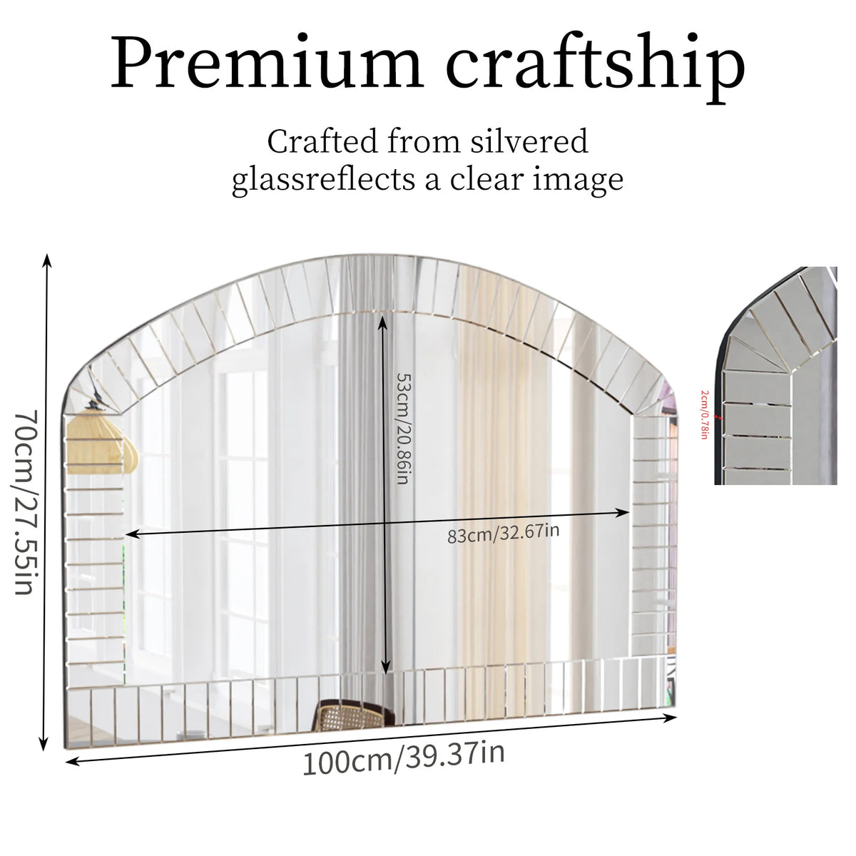 Arched Glass Wall Mirror Venetian Accent For Living Room