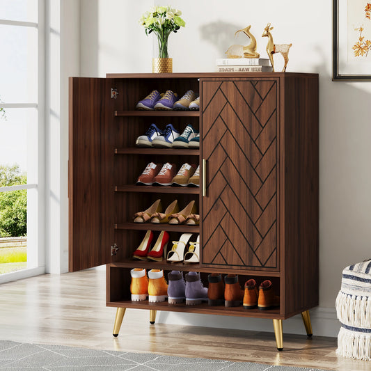Tribesigns 6-Tier Shoe Cabinet With Doors And Adjustable Shelves