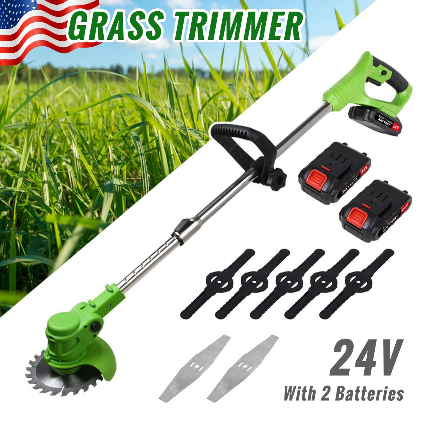 Electric Cordless Weed Trimmer 2 In 1 Brushless String Cutter