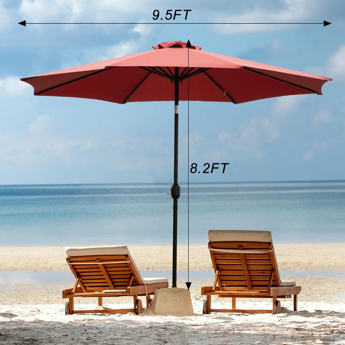 JHK Solar Patio Umbrella With 32 LED Lights Tilt Crank