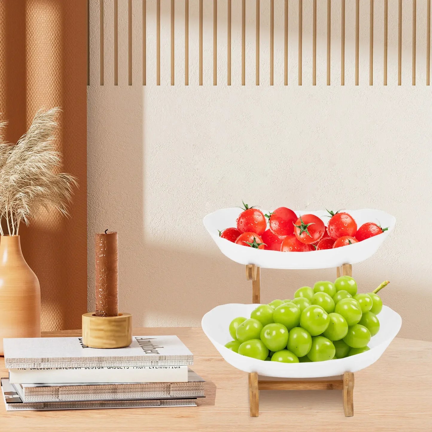 Two Tier Fruit Bowl Stand And Serving Tray