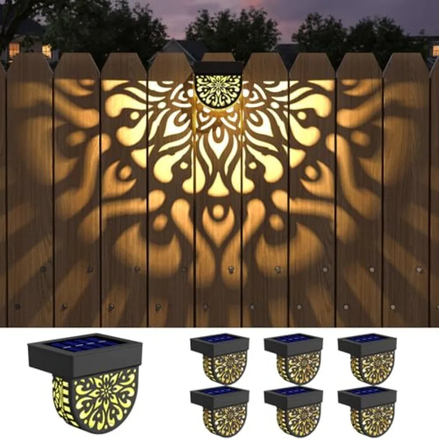 Solar Fence Lights Outdoor Wall Lights Mandala Theme Waterproof