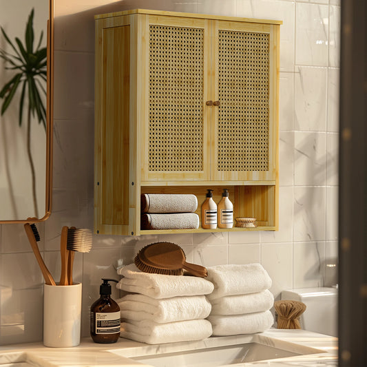 Bamboo Over Toilet Wall Cabinet For Bathroom Kitchen Storage