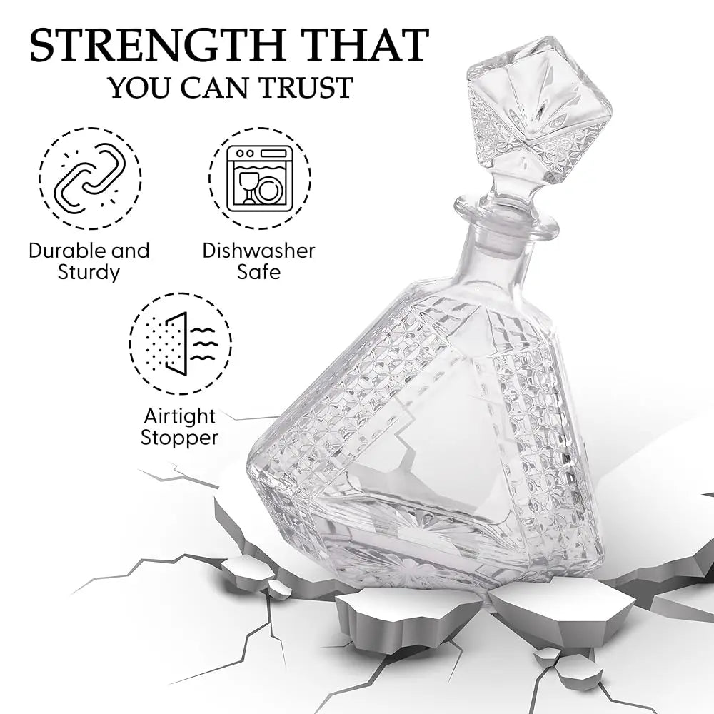 ZUIDID Pyramid Whiskey Decanter Set With Four Glasses