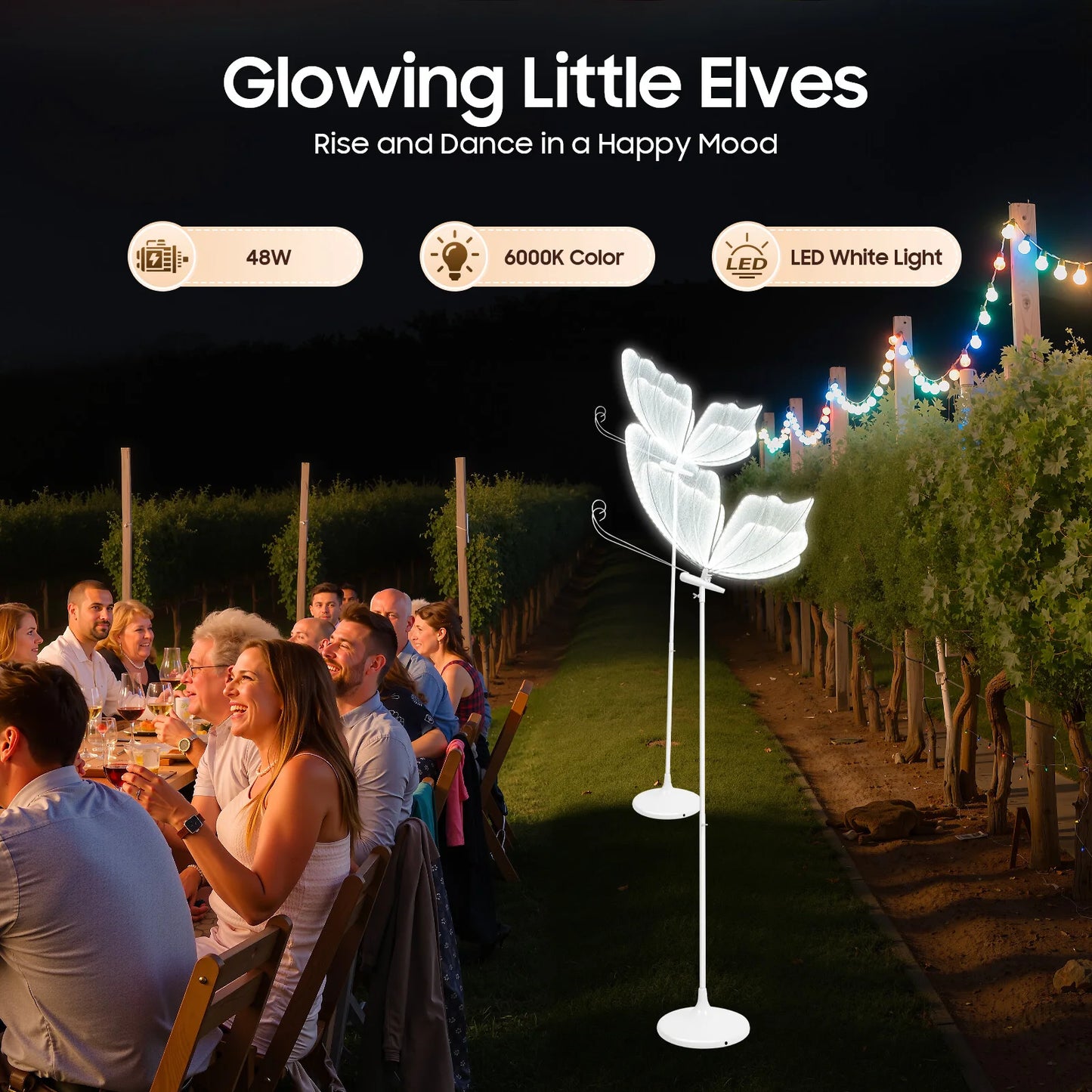 Two-Piece Butterfly LED Floor Lamps Set For Weddings
