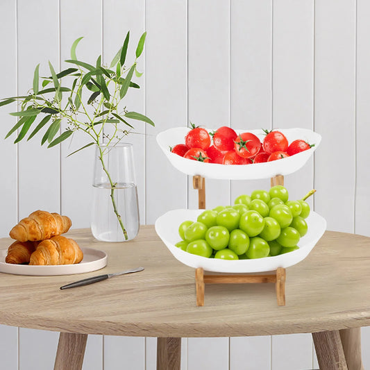Two Tier Fruit Bowl Stand And Serving Tray