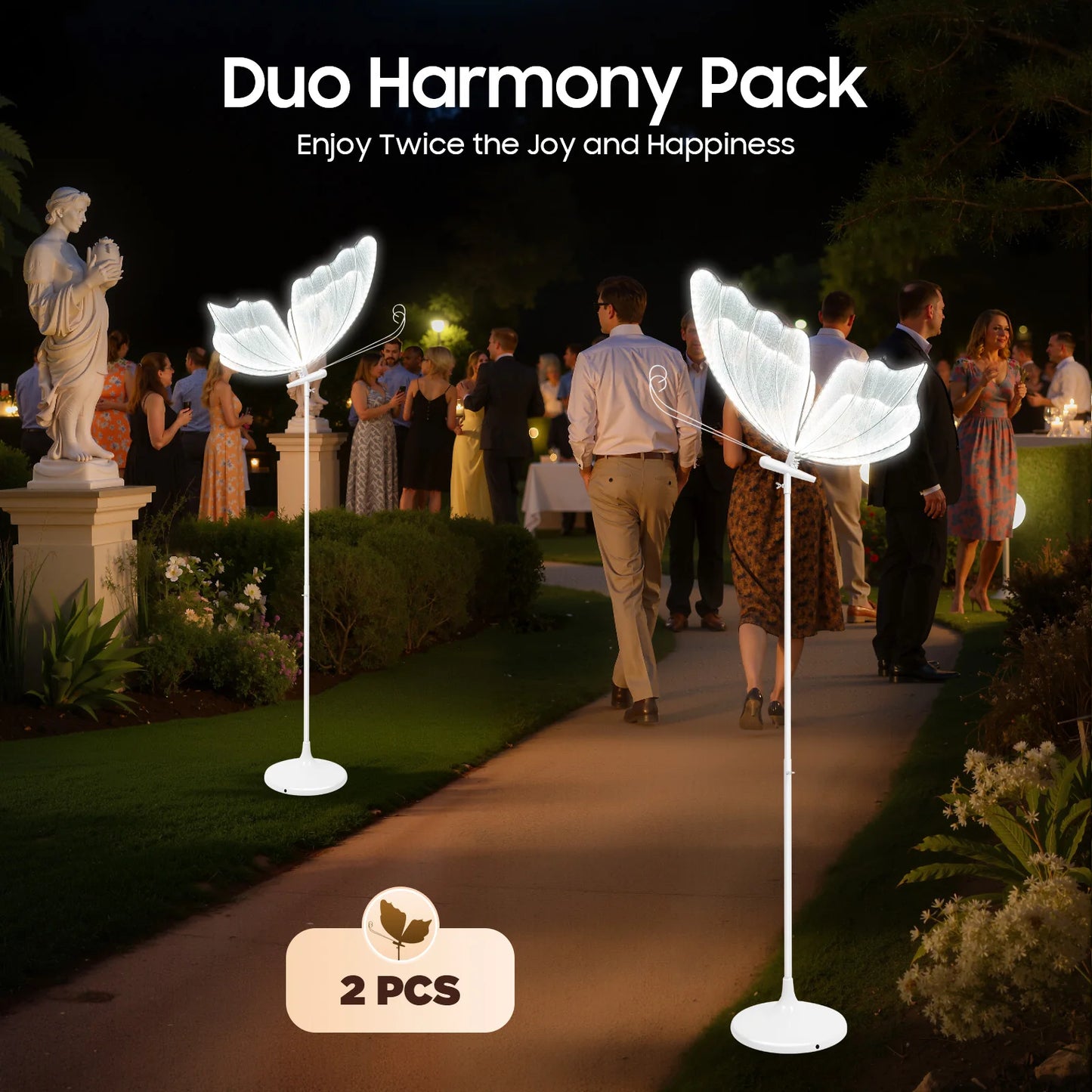 Two-Piece Butterfly LED Floor Lamps Set For Weddings