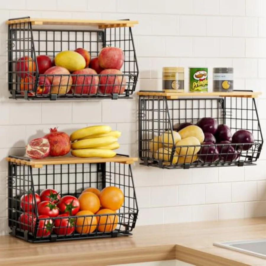 Wire Fruit Basket for Kitchen Storage: Hanging and Counter Basket for Vegetable Produce - Potato and Onion Storage for Pantry 3