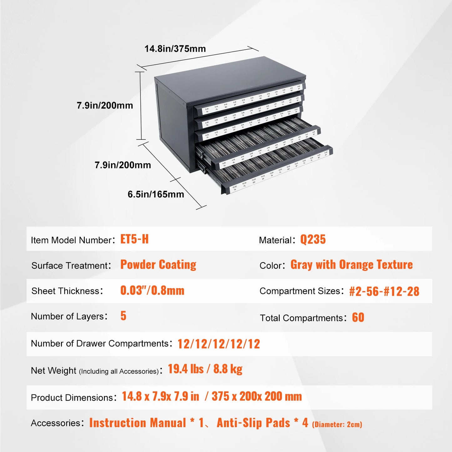 SucceBuy Steel Drill Dispenser Organizer Cabinet Storage Drill Bit Dispenser Cabinet Three-Drawer Drill Bit Organizer Cabinet