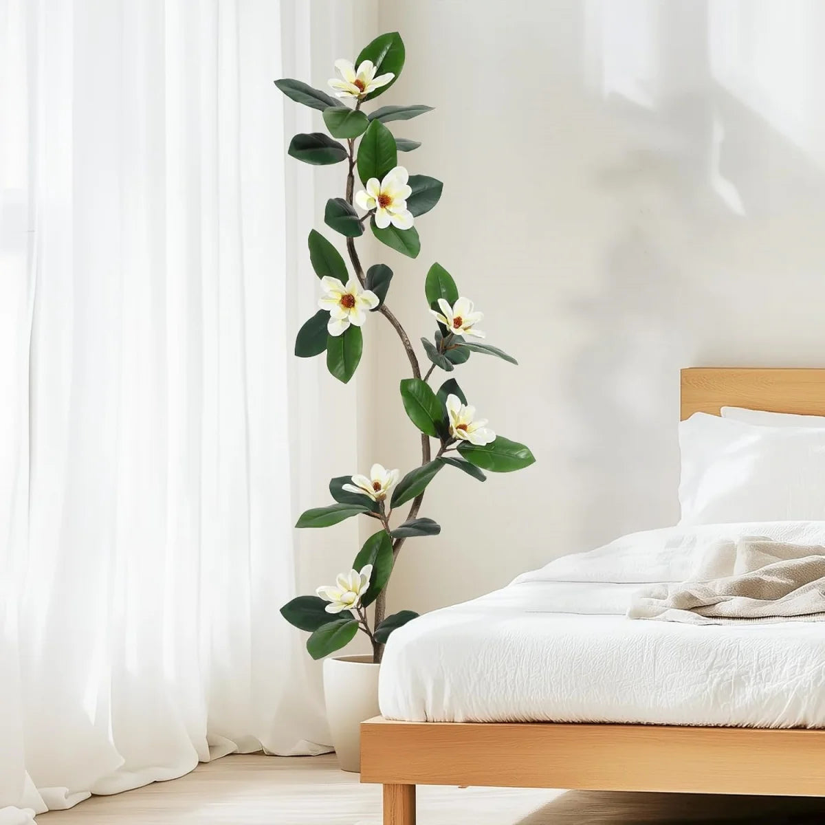 HiMISS Artificial Magnolia Floor Tree in Planter Pot for Home