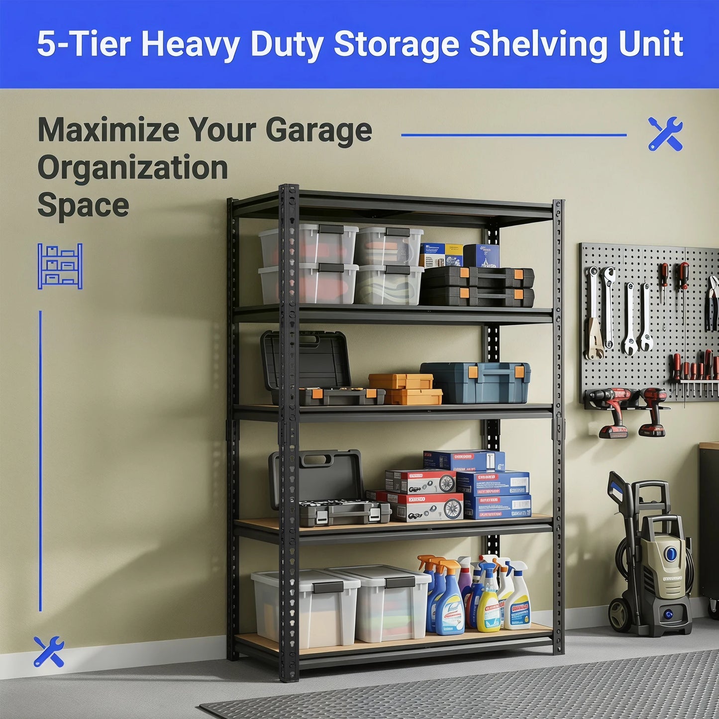 Heavy-Duty Industrial Metal Storage Shelves For Garage And Warehouse