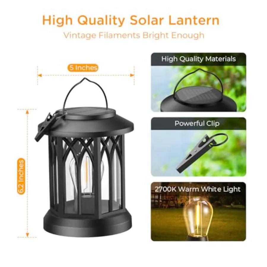 Outdoor Solar Lanterns Waterproof Upgraded Hanging Lights For Garden