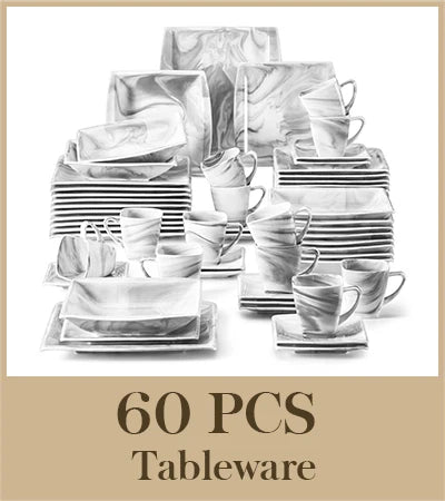 MALACASA Porcelain Dinnerware Set Service For 12 Modern Tableware