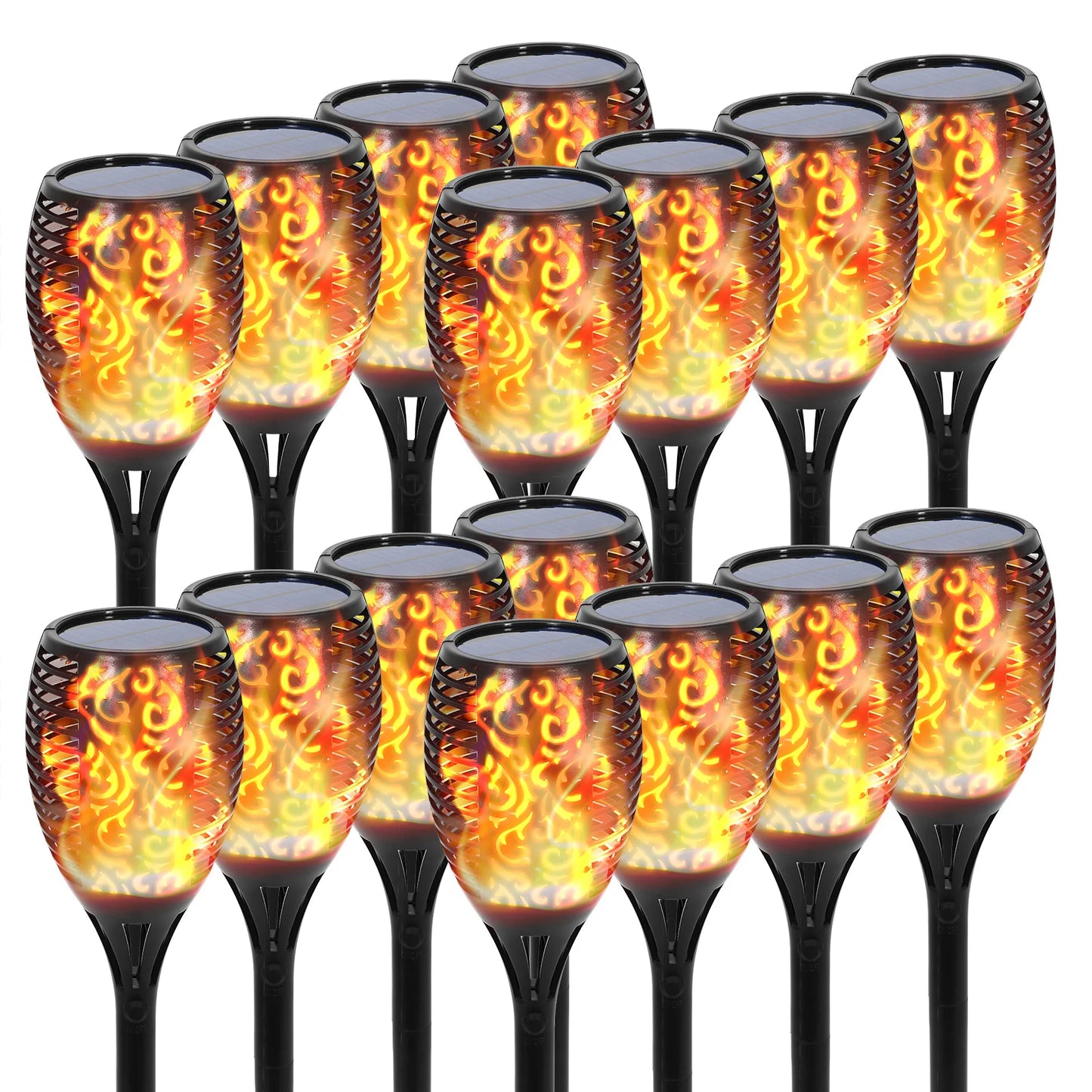 Solar Flame Torch Lights Outdoor 96 LED Waterproof Landscape Pathway
