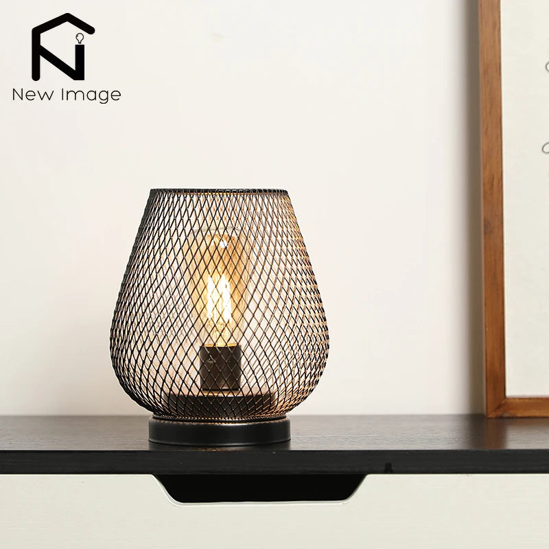NEWIMAGE Nordic Metal Hollow Cage Candle Holder LED Lantern