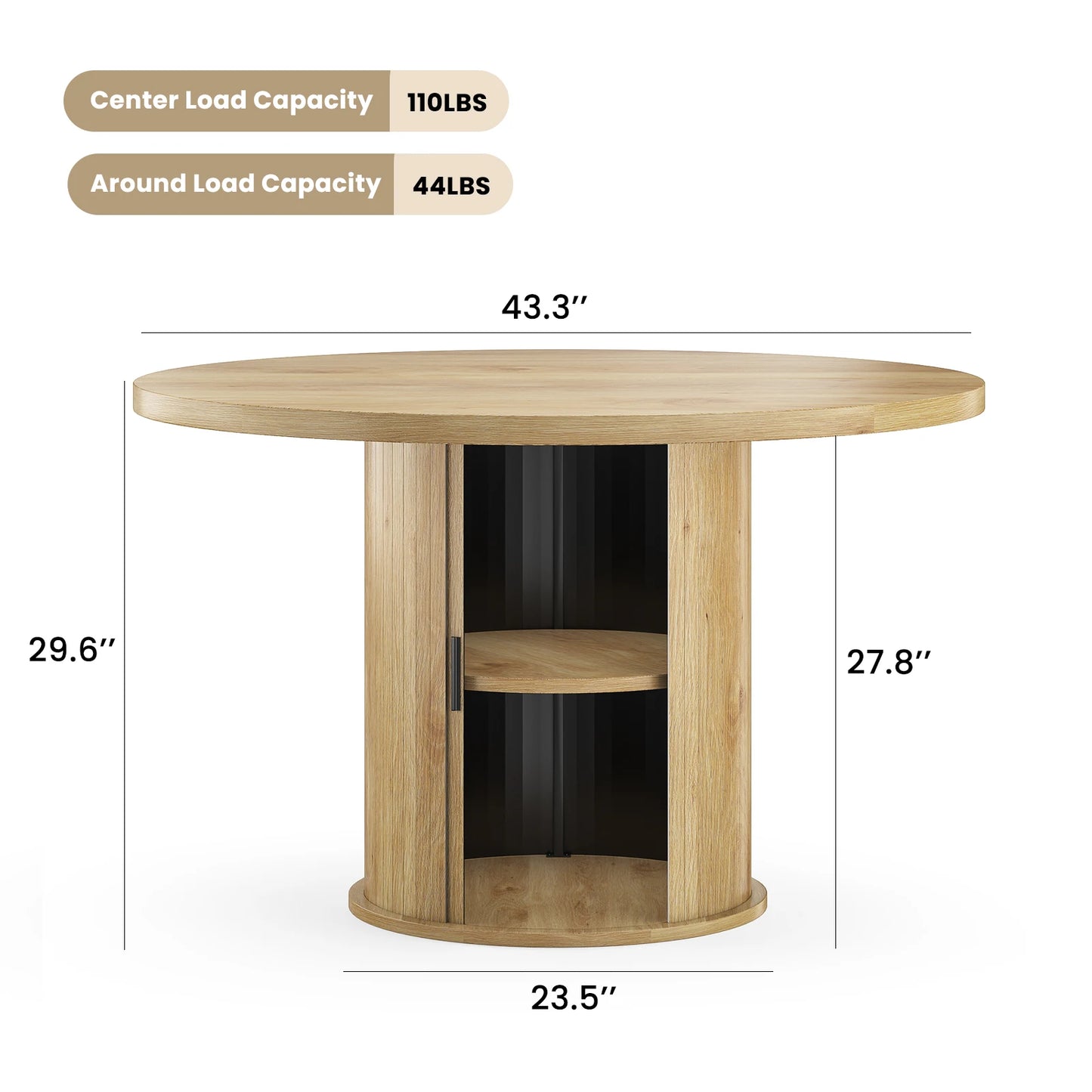 FARINI Modern Wood Round Dining Table for Four