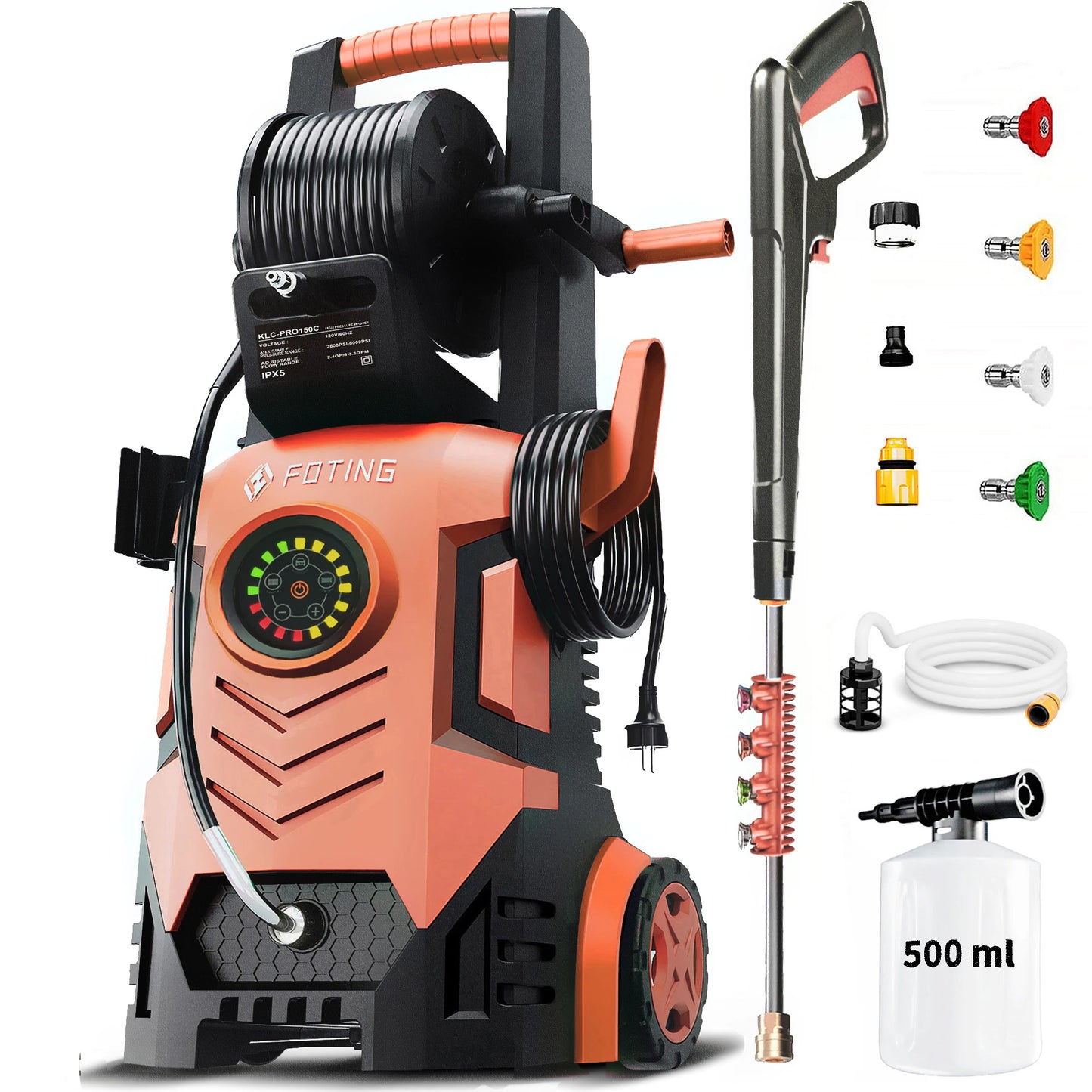 FOTING 5000 PSI Pressure Washer With GPM And Foam Cannon