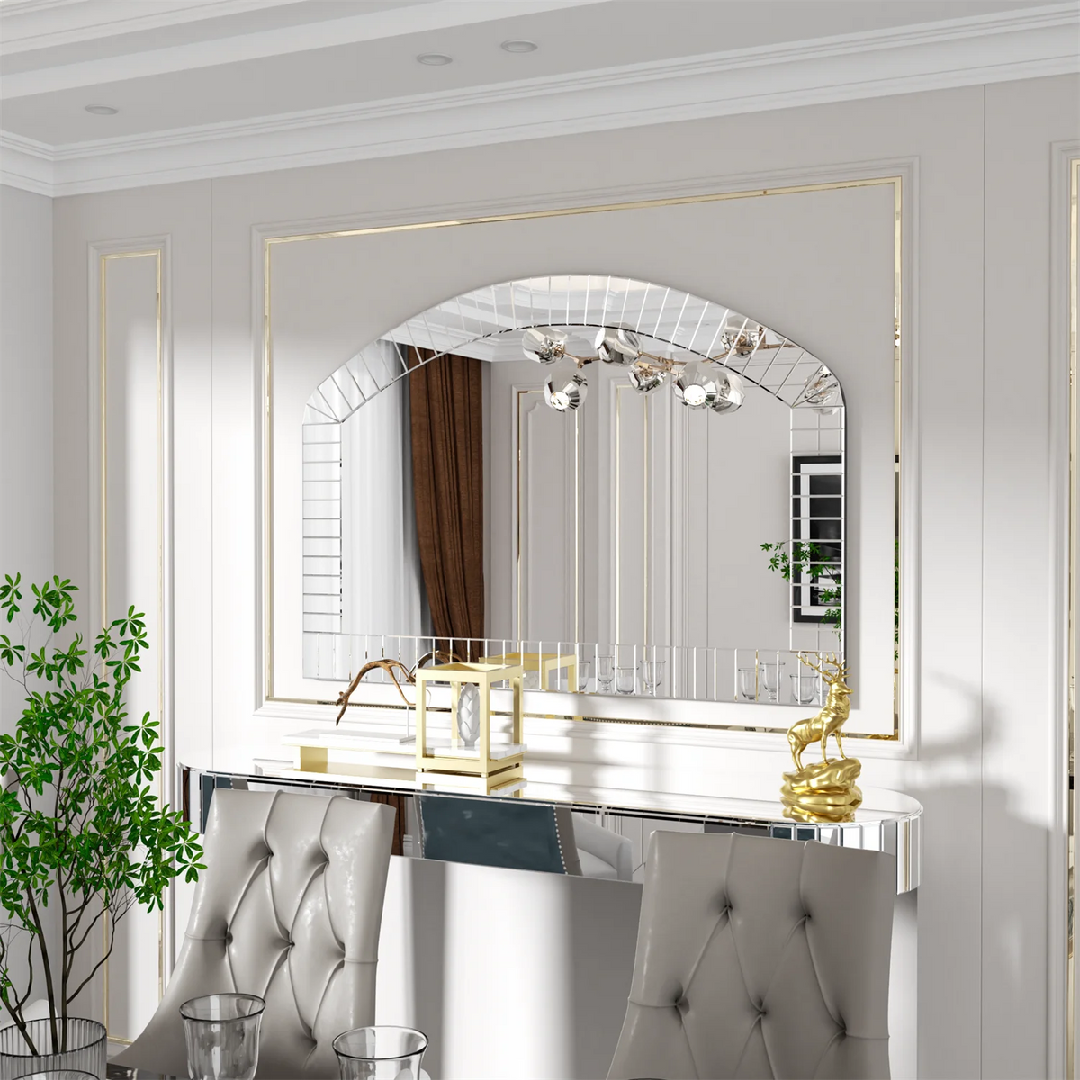 Arched Glass Wall Mirror Venetian Accent For Living Room