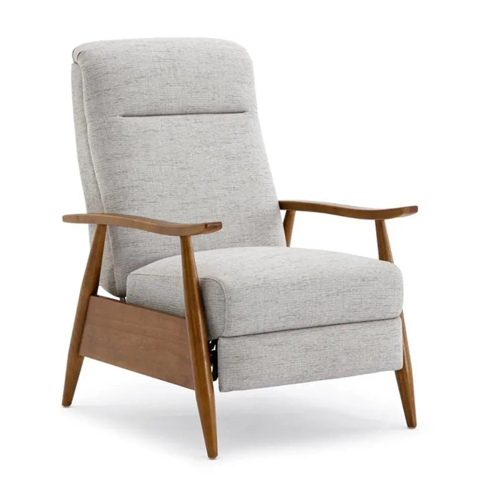 Push Back Recliner With Wood Arm Performance Fabric Upholstery