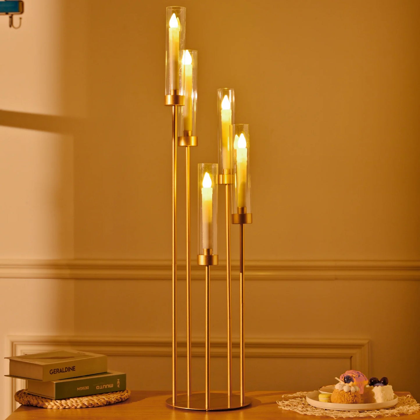 VINCIGANT Floor Candelabra 5 Arm LED Candle Holder For Weddings