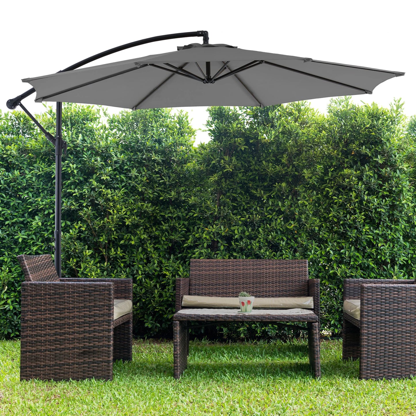 JHK Outdoor Patio Umbrella Cantilever With Easy Tilt And UV Protection