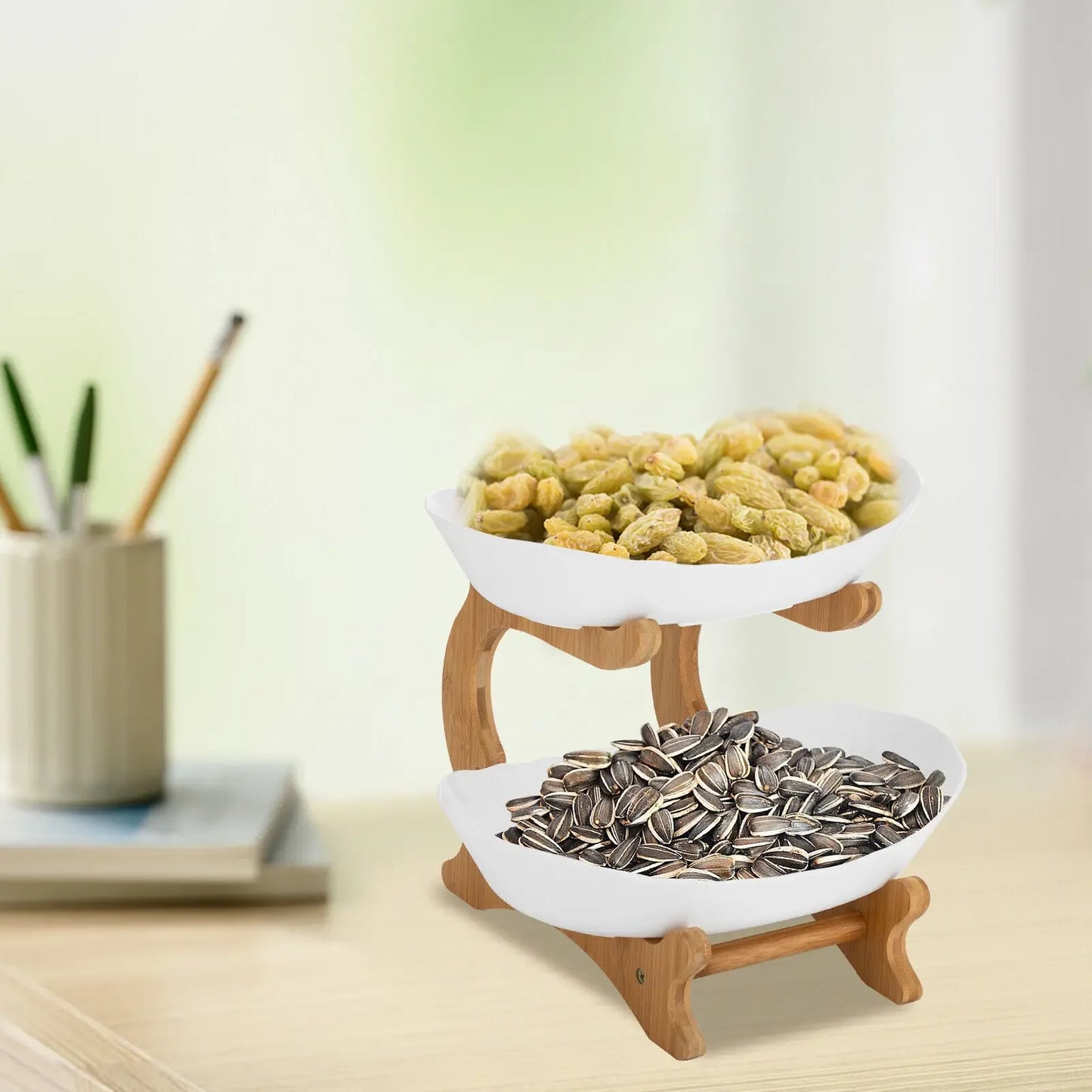 Two Tier Fruit Bowl Stand And Serving Tray