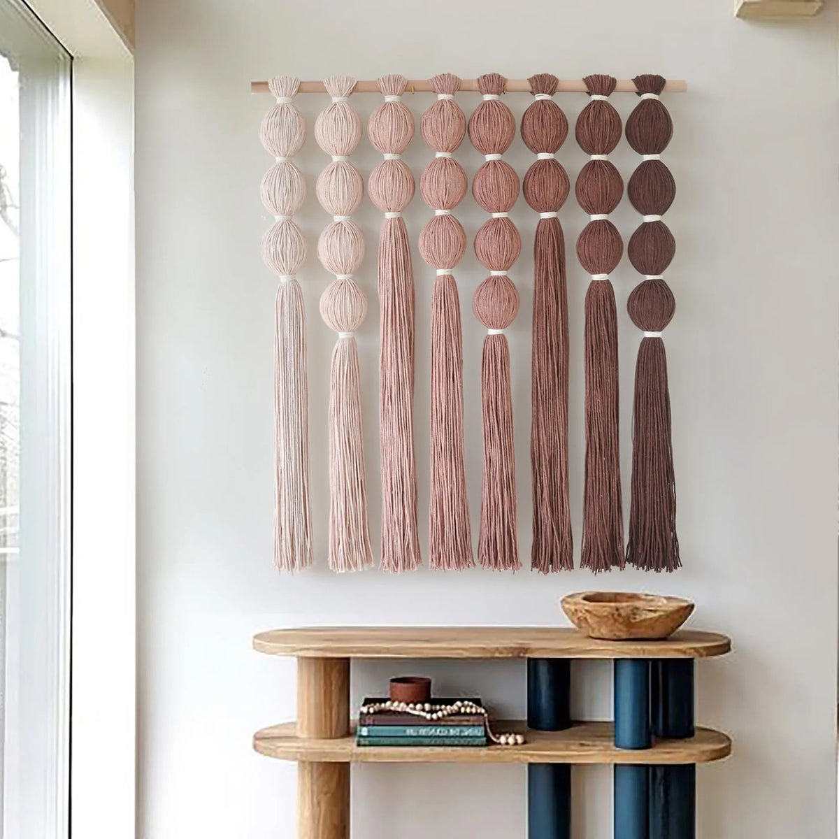 39"W x 39"L Spherical Fiber Yarn Wall Hanging, Modern Farmhouse Boho Neutral Wall Decor for Entryway Bedroom Living Room Office