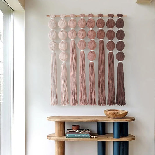 39"W x 39"L Spherical Fiber Yarn Wall Hanging, Modern Farmhouse Boho Neutral Wall Decor for Entryway Bedroom Living Room Office