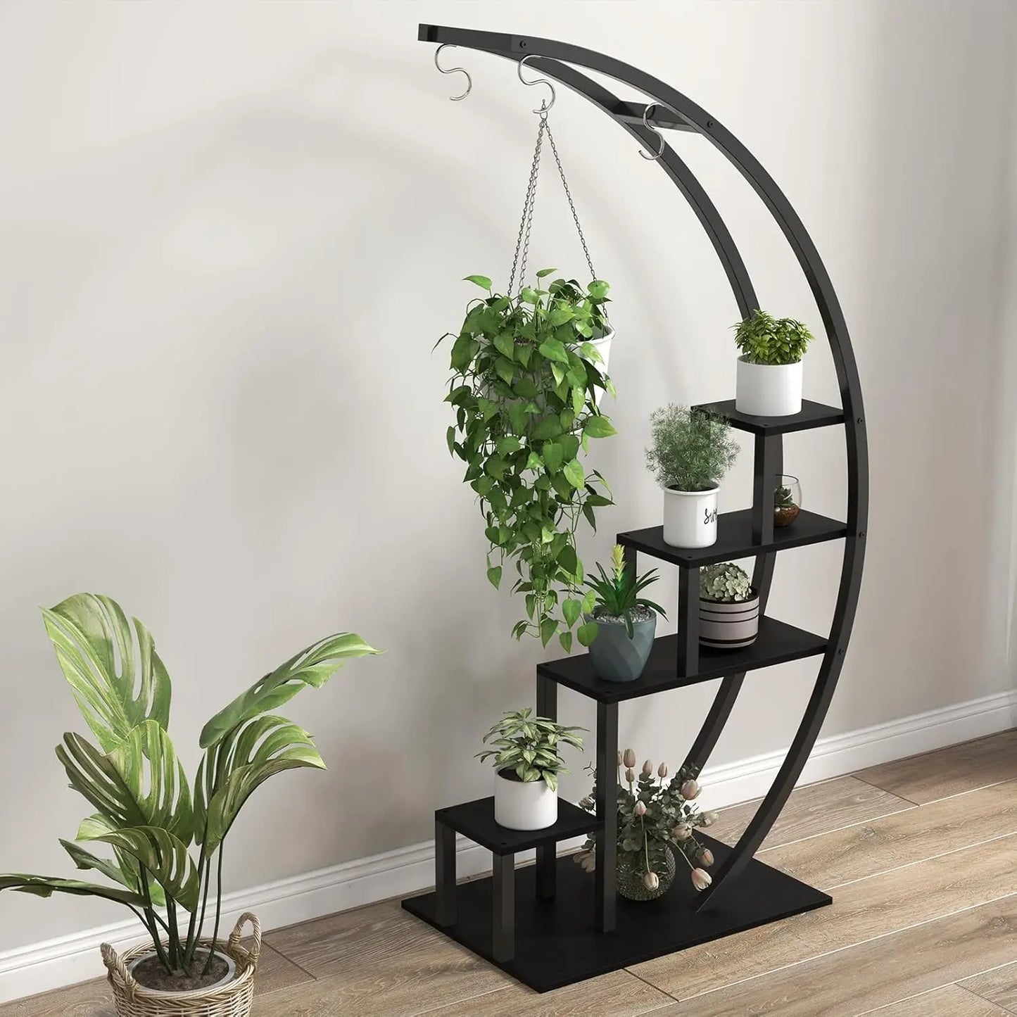 TWISTER.CK 5 Tier Plant Stand Indoor Half Moon Shelf