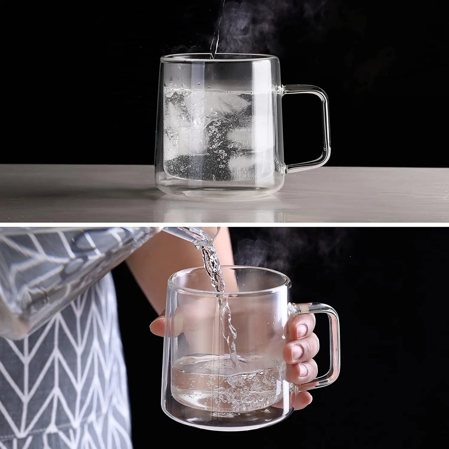 Double Wall Glass Coffee Mugs With Handle Set Of 4