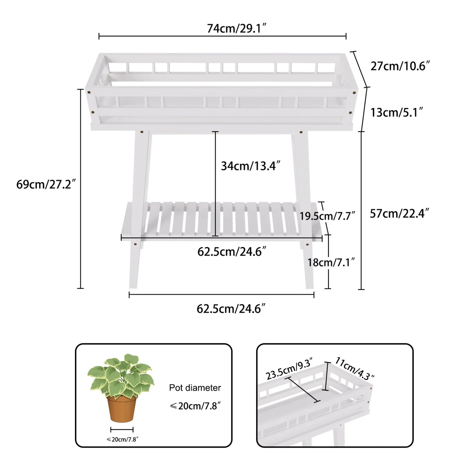 Two Tier Bamboo Plant Stand For Balcony And Living Room