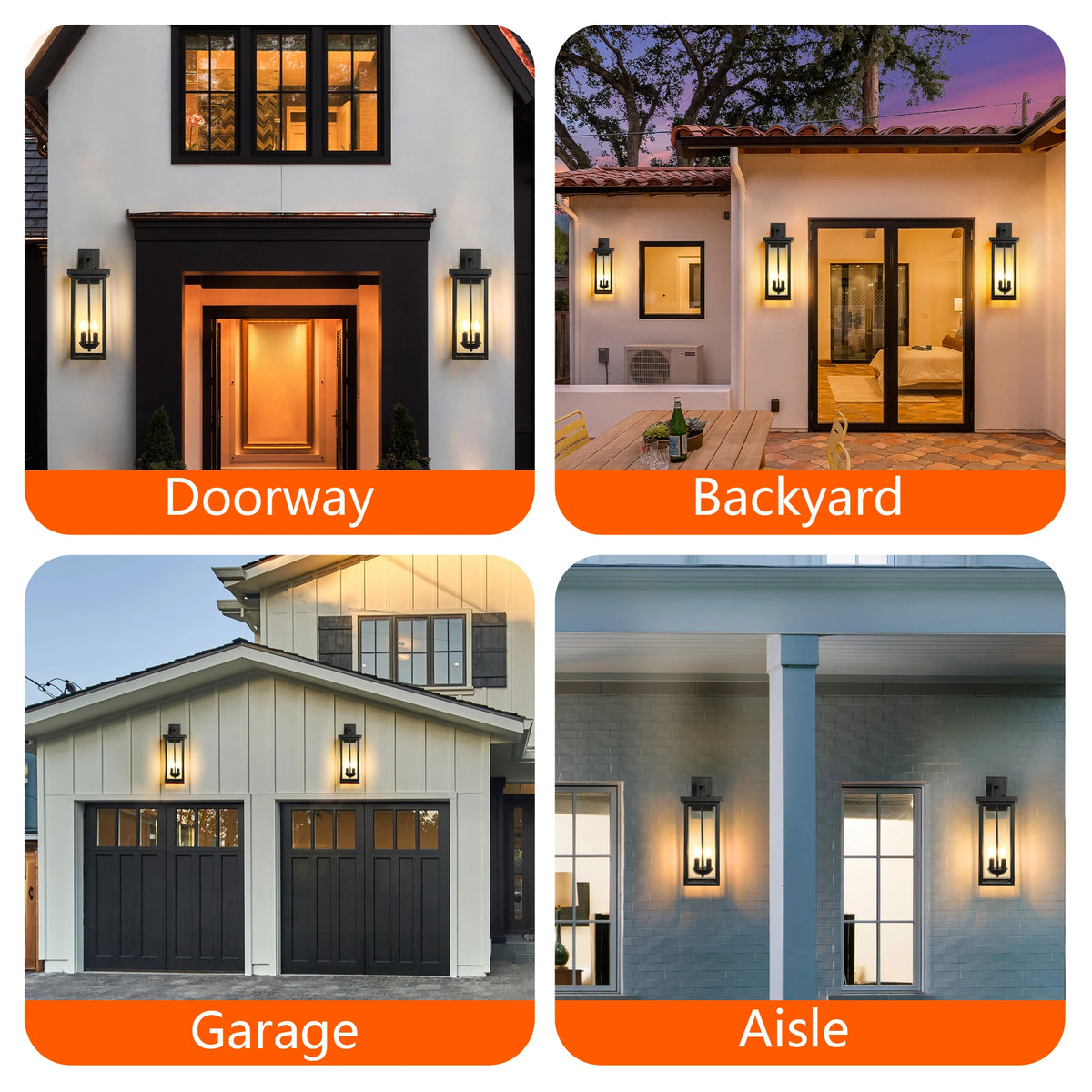 ARLGSITE Outdoor Wall Lantern With Dusk To Dawn Sensor And Glass Panels