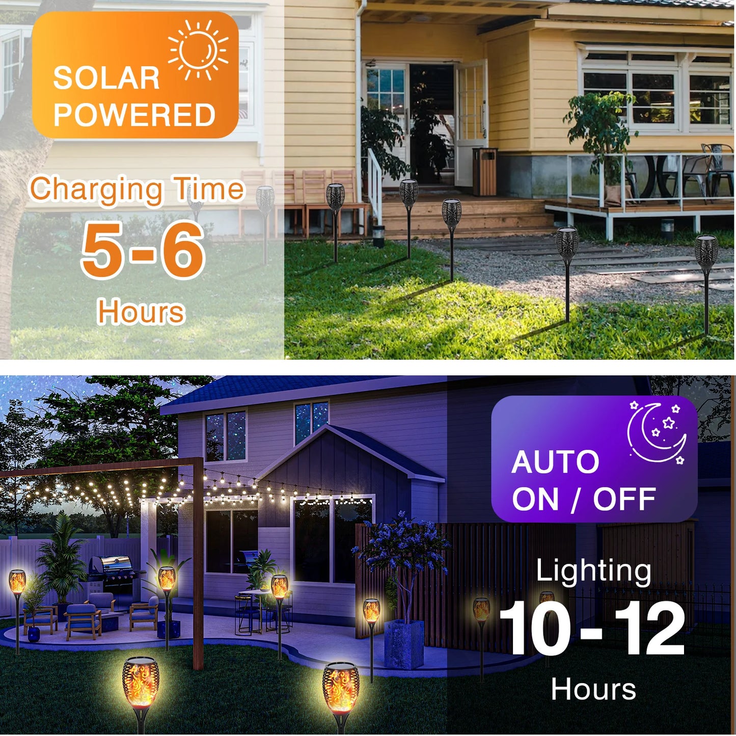 Solar Flame Torch Lights Outdoor 96 LED Waterproof Landscape Pathway