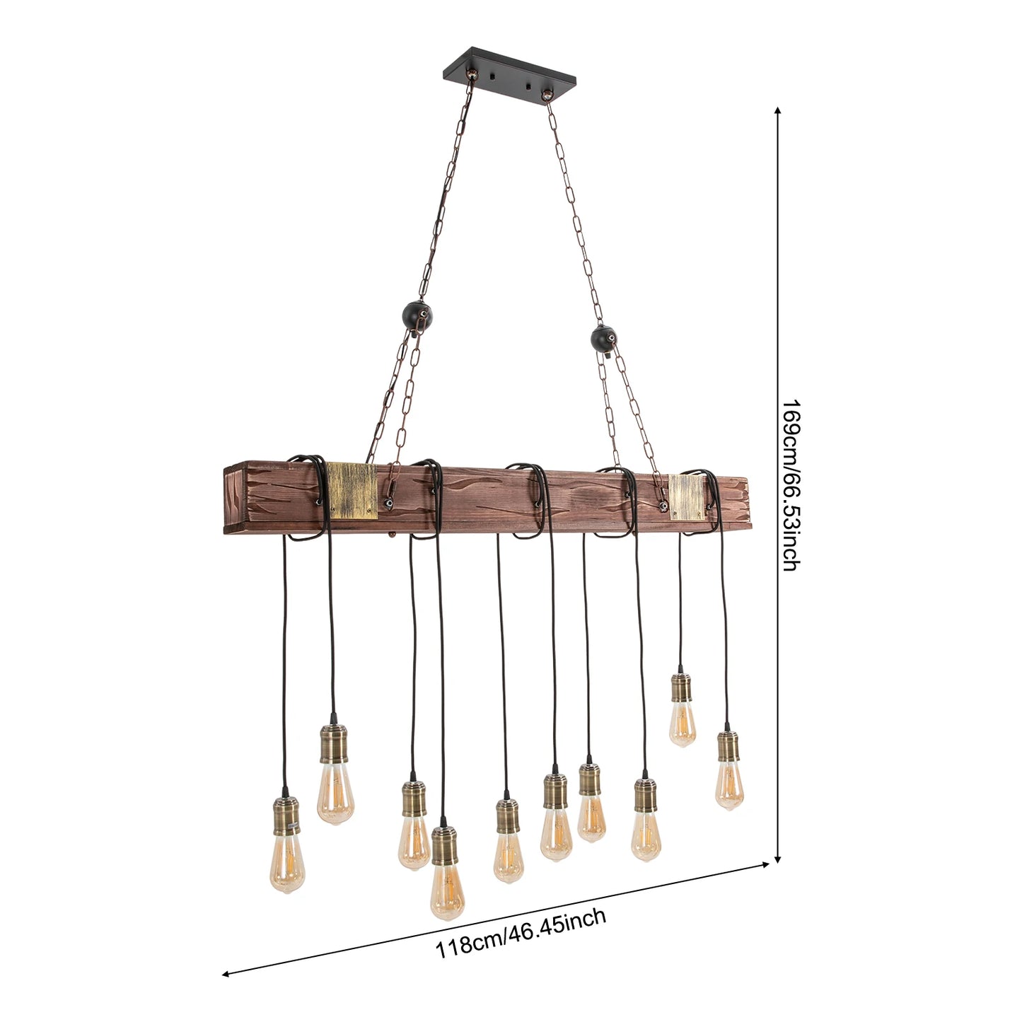 Vintage Wood Ceiling Chandelier Pendant Light E26 Base
