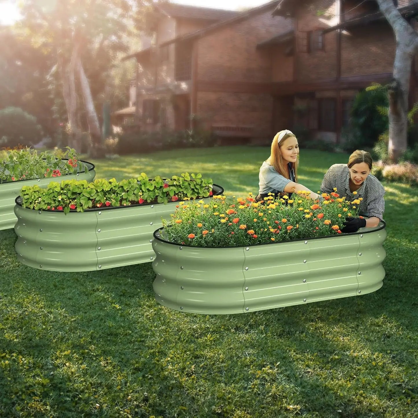 Durable Galvanized Raised Garden Bed With Safety Edging For Outdoors