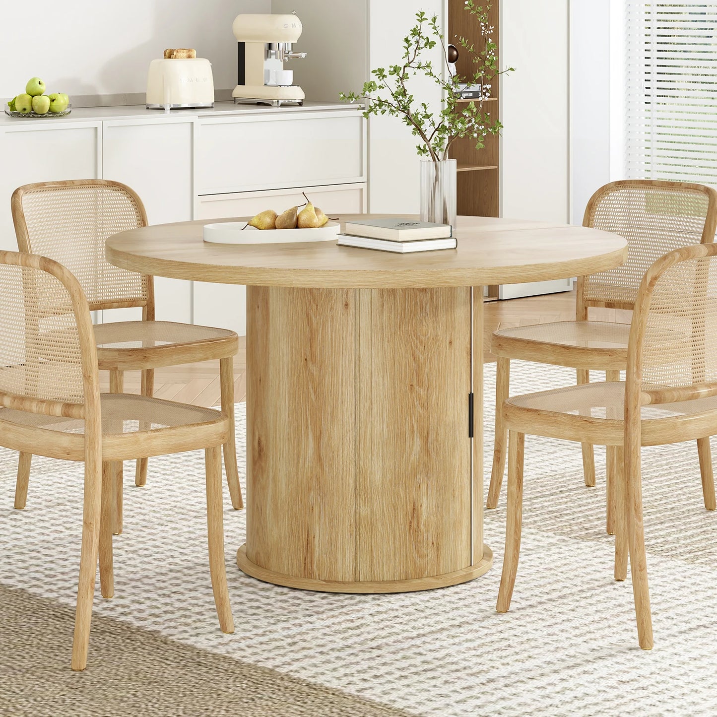 FARINI Modern Wood Round Dining Table for Four