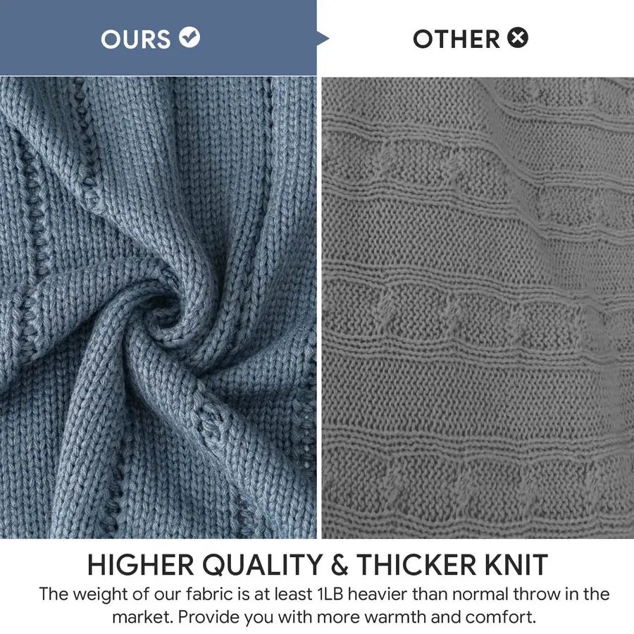 Cable Knit Throw Blanket Soft Cozy Decorative for Sofa Bed