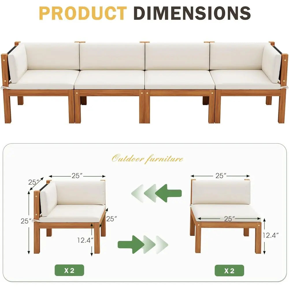 LISM Patio Sectional Furniture Set Outdoor Sofas With Coffee Table
