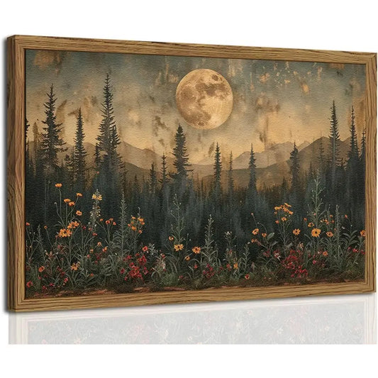 Nature Forest Wall Art Moon Landscape Painting Wall Decor Artwork