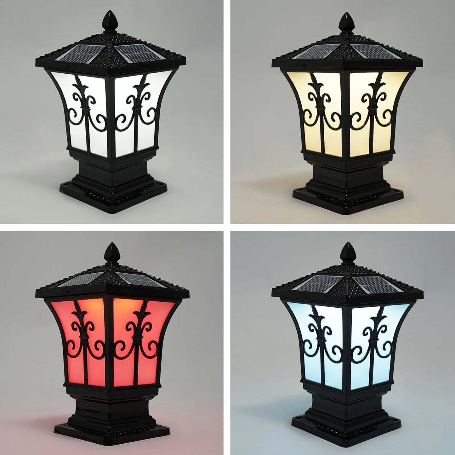 Outdoor Solar Post Light IP44 Waterproof, Remote Control